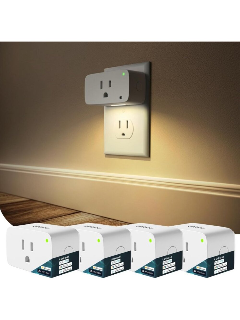 Smart WiFi Plugs, Compatible with Apple Home, Alexa & Google Home, 4 Pack